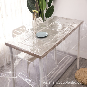 Venta caliente transparente PVC mantel con borde de costura